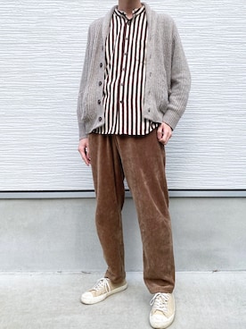 Gu ジーユー のカーディガン ボレロ ブラウン系 を使ったメンズ人気ファッションコーディネート Wear