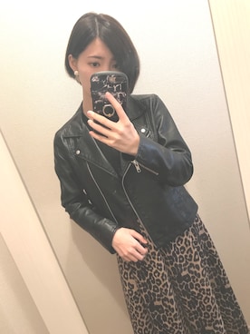 「archives（アルシーヴ）のアイテム（ライダースジャケット）」を使った、zinyさん（レディース・161cm）の春コーディネート