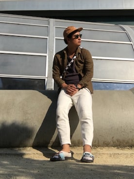 「AZUL by moussy（アズールバイマウジー）のアイテム（サンダル）」を使った、ＤＴさん（メンズ・177cm）の春コーディネート