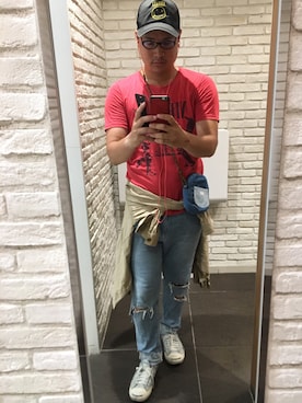 「NIRVANA（ニルヴァーナ）のアイテム（帽子）」を使った、ＤＴさん（メンズ・177cm）の夏コーディネート
