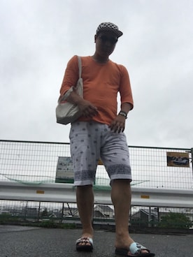 「AZUL by moussy（アズールバイマウジー）のアイテム（サンダル）」を使った、ＤＴさん（メンズ・177cm）の夏コーディネート