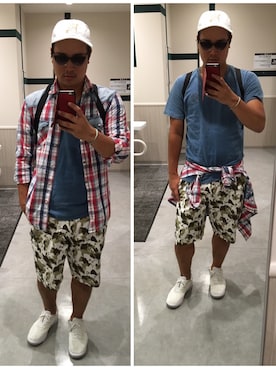 「BEAMS T（ビームスティー）のアイテム（キャップ）」を使った、ＤＴさん（メンズ・177cm）の夏コーディネート