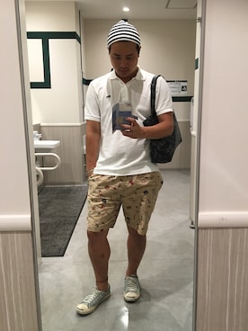 「アイテム（ニットキャップ/ビーニー、ブルー系）」を使った、ＤＴさん（メンズ・177cm）の夏コーディネート