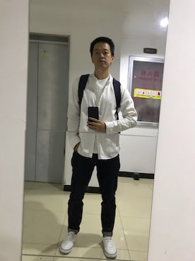 「G2000 （ジートゥサウザンド）のアイテム」を使った、HenryLinさん（メンズ・174cm）の夏コーディネート