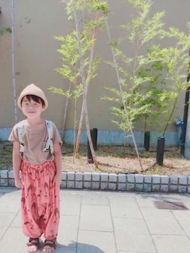 「アイテム（サロペット/オーバーオール、オレンジ系）」を使った、u-tan＊さん（キッズ・110cm）の夏コーディネート