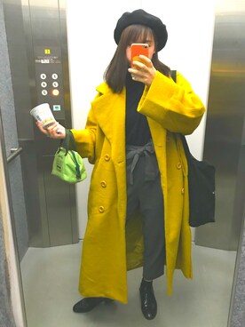 「ニコアンド」｜「アイテム（チェスターコート）」を使った、Aoiさん（レディース・158cm）の冬コーディネート