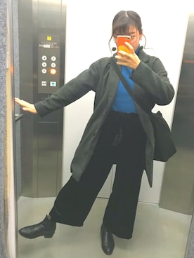 「ニコアンド」｜「アイテム（チェスターコート）」を使った、Aoiさん（レディース・158cm）の冬コーディネート