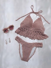 rienda（リエンダ）の「Crochet peplum wire cup bikini/クロシェ
