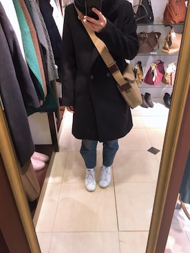 「LEPSIM（レプシィム）のアイテム（チェスターコート）」を使った、雪さん（レディース・164cm）の冬コーディネート
