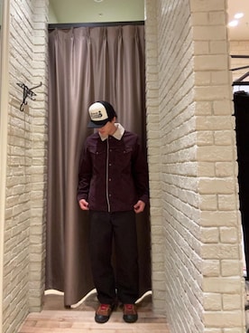 「ワイドパンツ 」｜「アイテム（その他アウター）」を使った、omatktさん（メンズ・173cm）の秋コーディネート