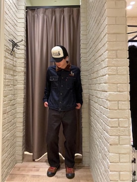 「ワイドパンツ 」｜「アイテム（デニムジャケット）」を使った、omatktさん（メンズ・173cm）の秋コーディネート