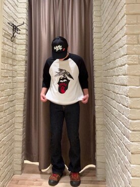 「らふこーで」｜「アイテム（キャップ）」を使った、omatktさん（メンズ・173cm）の冬コーディネート