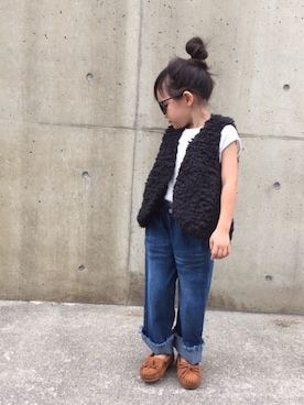 「プチプラミックス」｜「アイテム（モカシン/デッキシューズ）」を使った、SORAさん（キッズ・100cm）の秋コーディネート