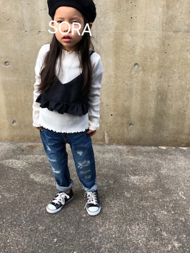 「アイテム（その他トップス）」を使った、SORAさん（キッズ・110cm）の冬コーディネート