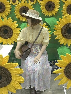 「ひまわり」｜「アイテム（その他）」を使った、サ ユ ミさん（レディース・156cm）の夏コーディネート