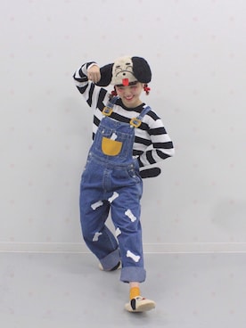 「Handmade（ハンドメイド）のアイテム（サロペット/オーバーオール）」を使った、サ ユ ミさん（レディース・156cm）の秋コーディネート