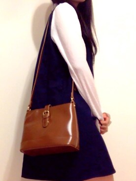 「SECRETLABEL（シークレットレーベル）のアイテム（ショルダーバッグ、ブラウン系）」を使った、みみさん（レディース・158cm）の秋コーディネート