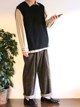 「CHAPS（チャップス）のアイテム（シューズ）」を使った、ぽんふーさん（メンズ・170cm）の春コーディネート