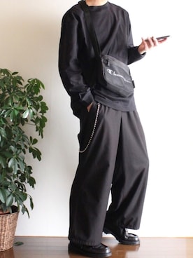 「Champion（チャンピオン）のアイテム（ショルダーバッグ）」を使った、ぽんふーさん（メンズ・170cm）の春コーディネート