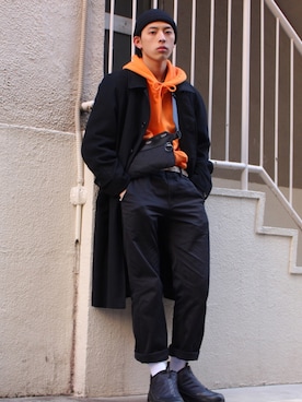 「アイテム（ステンカラーコート）」を使った、yutakaさん（メンズ・173cm・20代）の秋コーディネート