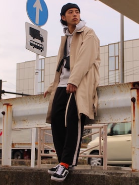 「アイテム（ステンカラーコート）」を使った、yutakaさん（メンズ・173cm・20代）の秋コーディネート