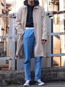 「アイテム（ステンカラーコート）」を使った、yutakaさん（メンズ・173cm・20代）の秋コーディネート