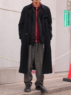 「冬コーデ」｜「アイテム（ハンチング/ベレー帽）」を使った、yutakaさん（メンズ・173cm）の秋コーディネート