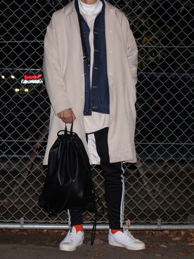 「アイテム（ステンカラーコート）」を使った、yutakaさん（メンズ・173cm・20代）の秋コーディネート