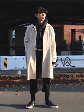 「アイテム（ステンカラーコート）」を使った、yutakaさん（メンズ・173cm・20代）の冬コーディネート