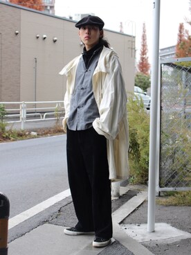 「KANGOL（カンゴール）のアイテム（ハンチング/ベレー帽）」を使った、yutakaさん（メンズ・173cm）の冬コーディネート