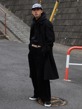 「アイテム（ステンカラーコート）」を使った、yutakaさん（メンズ・173cm・20代）の冬コーディネート