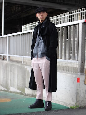 「KANGOL（カンゴール）のアイテム（ハンチング/ベレー帽）」を使った、yutakaさん（メンズ・173cm）の冬コーディネート