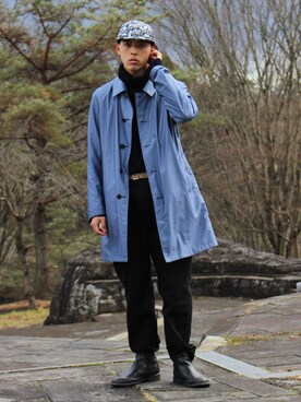 「アイテム（ステンカラーコート）」を使った、yutakaさん（メンズ・173cm・20代）の冬コーディネート