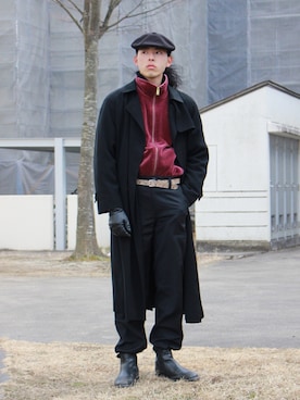 「KANGOL（カンゴール）のアイテム（ハンチング/ベレー帽）」を使った、yutakaさん（メンズ・173cm）の冬コーディネート