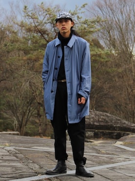 「アイテム（ステンカラーコート）」を使った、yutakaさん（メンズ・173cm・20代）の冬コーディネート