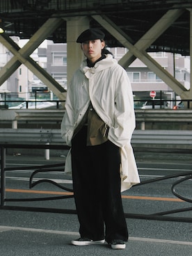 「KANGOL（カンゴール）のアイテム（ハンチング/ベレー帽）」を使った、yutakaさん（メンズ・173cm）の冬コーディネート