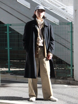 「アイテム（ステンカラーコート）」を使った、yutakaさん（メンズ・173cm・20代）の冬コーディネート