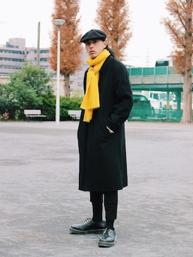 「アイテム（ステンカラーコート）」を使った、yutakaさん（メンズ・173cm・20代）の冬コーディネート