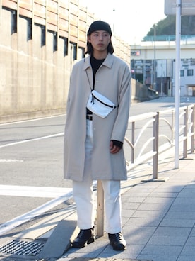 「アイテム（ステンカラーコート）」を使った、yutakaさん（メンズ・173cm・20代）の春コーディネート