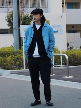 「KANGOL（カンゴール）のアイテム（ハンチング/ベレー帽）」を使った、yutakaさん（メンズ・173cm）の春コーディネート