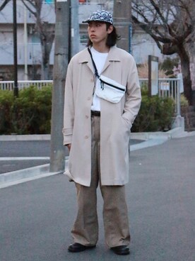 「アイテム（ステンカラーコート）」を使った、yutakaさん（メンズ・173cm・20代）の春コーディネート