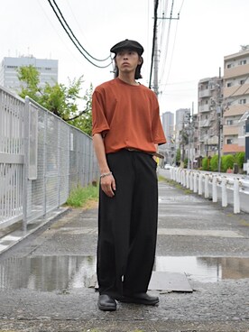 「KANGOL（カンゴール）のアイテム（ハンチング/ベレー帽）」を使った、yutakaさん（メンズ・173cm）の夏コーディネート