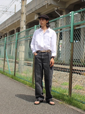 「KANGOL（カンゴール）のアイテム（ハンチング/ベレー帽）」を使った、yutakaさん（メンズ・173cm）の夏コーディネート