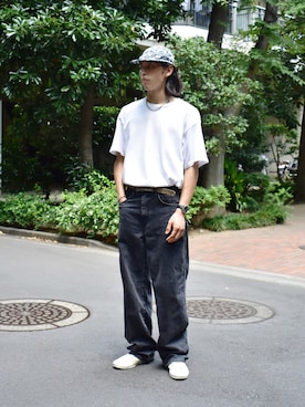 「Champion（チャンピオン）のアイテム（Tシャツ/カットソー）」を使った、yutakaさん（メンズ・173cm）の夏コーディネート