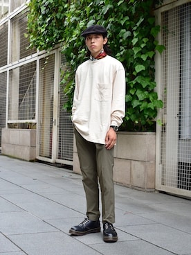 「KANGOL（カンゴール）のアイテム（ハンチング/ベレー帽）」を使った、yutakaさん（メンズ・173cm）の秋コーディネート