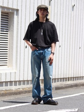 「Champion（チャンピオン）のアイテム（Tシャツ/カットソー）」を使った、yutakaさん（メンズ・173cm）の夏コーディネート