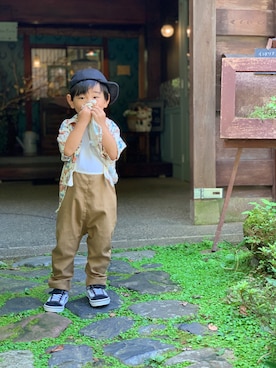 「秋のカフェオレコーデ」｜「アイテム（サロペット/オーバーオール）」を使った、kote𓃬ichi𓃘さん（キッズ・90cm）の秋コーディネート