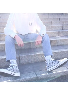 「CONVERSE（コンバース）のアイテム（スウェット）」を使った、fuk717さん（メンズ・181cm）の夏コーディネート