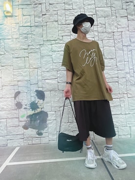 「PBLIM（ページボーイリム）のアイテム（帽子）」を使った、世界観さん（メンズ・173cm）の夏コーディネート