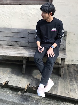 「VANS（バンズ）のアイテム（Tシャツ/カットソー）」を使った、mottimaさん（メンズ・174cm）の秋コーディネート